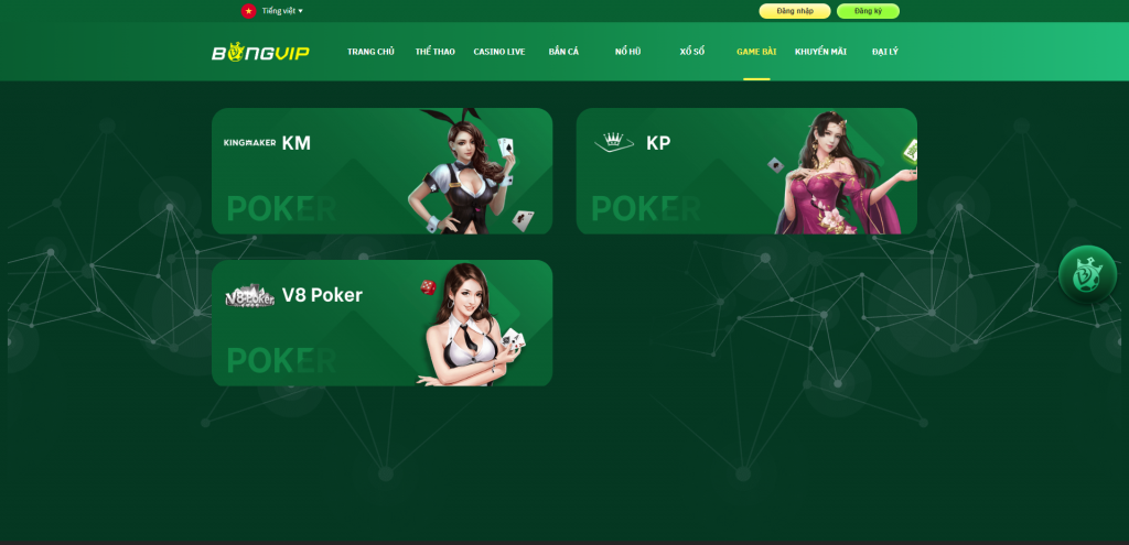 Các loại game bài phổ biến tại nhà cái Bongvip